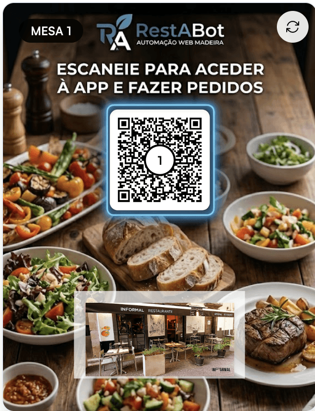 Tarjeta QR de RestABot para una mesa